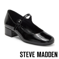 【STEVE MADDEN】SESSILY 低跟圓頭瑪莉珍鞋(黑色)