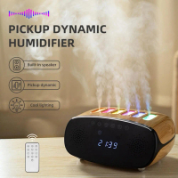Pelembap Udara USB Estetik dengan Jam Digital dan Pilihan Pencahayaan Pelbagai Warna
