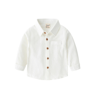 【Baby 童衣】任選 素色男女童長袖襯衫 韓版兒童休閒襯衫 88970(白色襯衫)