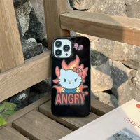 Angry Hellokitty iPhone Cases Tpu Cartoon Anime Anti-Fall All Inclusive Protective Case Suitable for 14 15 Pro Max Plus