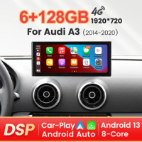 128GB 8-core Car Radio GPS Navigation For Audi A3 2014-2020 a Android 13 All-in-One Wireless Carplay Auto 4G LTE SIM BT WiFi