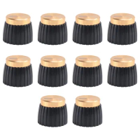 10x Guitar AMP Amplifier Knobs Push-on Black+Gold Cap for Marshall Amplifier