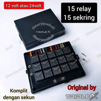 kotak relay 12v 24v box tempat rilay isi 15 relay 15 sekring 15relay 15sekring fuse 12vokt 24volt or