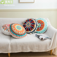 異域民族風摩洛哥圓形抱枕跨境熱銷棉帆布刺繡靠枕套