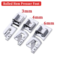 1PC Rolled Hem Foot Presser Foot 3MM/4MM/6MM For Brother Janome Sewing Machine Sewing Accessories 7YJ245