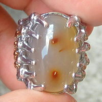 Cincin Batu Akik Sulaiman Combong Susup Dobel Motif Antik