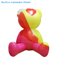 Giant Inflatable Bear Rainbow Animal Mascot Blow Up Toy Doll Decoration Heartshape Pattern Advertise Props for Event Stage Party