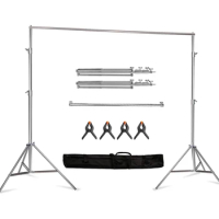 Backdrop Stand Stainless Steel 2.8*3M Adjustable Photo Studio Backdrop Support System Kit with Carry Bag for Photography Studio