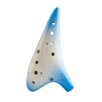 Ocarina, 12 หลุม, เสียง C สูง, รูปแบบรอยแตก, วัสดุเซรามิก, ไล่ระดับสองสี, Flute Fluta, เครื่องดนตรีม