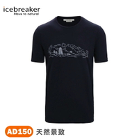 【Icebreaker 紐西蘭 男 Tech Lite II圓領短袖上衣-天然景致AD150《海軍藍》】IB0A56NB