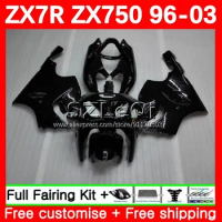Body Kit For KAWASAKI NINJA ZX750 Gloss black ZX 7R 7 R 750 ZX7R 96 97 98 99 103No.1 ZX-750 ZX-7R 2000 2001 2002 2003 Fairing