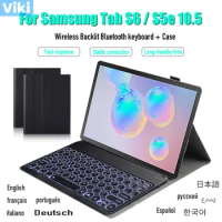 For Samsung Galaxy Tab S6 / S5e 10.5 Inch Light Backlit Wireless Keyboard Case English Russian Spanish French German Portuguese