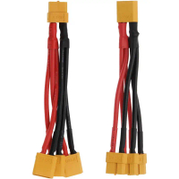 LOD TGHN 555 ชุด 2 ชิ้น สายเชื่อมต่อแบตเตอรี่ XT60 แบบขนาน 12AWG ตัวแยกแบบ Y 3 ทาง สาย XT60 1 ชิ้นจา