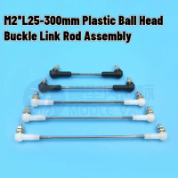 M2*L25-300mm Plastic Ball Head Buckle Stainless Steel Pull Rod Set Tie Rod Ball Head Servo Link Rod Model Boat Connection Part