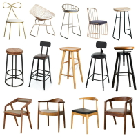 餐椅 椅子 復古工業風酒吧吧臺椅鐵藝甜品店咖啡廳高腳蹬主題餐廳實木餐椅