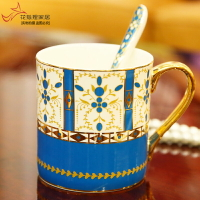 歐式輕奢骨瓷創意咖啡杯帶勺美式現代家用辦公室馬克杯情侶禮物