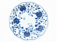 小禮堂 史努比 日製陶瓷盤子《白.藍唐草》精緻美濃燒.新生活系列