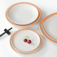 密胺盤子圓形商用餐廳飯店火鍋餐具菜盤仿瓷塑料快餐自助餐盤骨碟