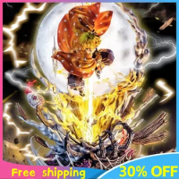 51CM Demon Slayer Anime Figure Agatsuma Zenitsu Pvc Statue Model Thunderbolt Flash Three Heads Super Special Effects Scene Gifts