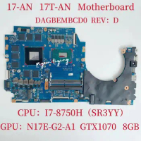 DAG3BEMBCD0 For HP Omen 17-AN 17T-AN Laptop Motherboard CPU: I7-8750H SR3YY GPU: N17E-G2-A1 GTX1070 8GB Mainboard MODEL:G3BE