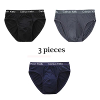 New 3 Pcs/lot Men's Silk Underpants Men Fungi-Proofing Sexy Comfortable Breathable Solid Color Underwear Plus Size Men Briefs