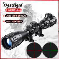 Bestsight 3-9x40 AOEG Rifle Scopes Hunting Sights Red Green Lights Mil Dot Reticle Sights
