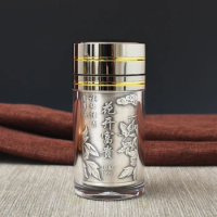 Good Fortune Portable Thermos Bottle Liner 999 Sterling Silver Travel Small Teacup Water Cup Health Office Business Gifts 150ml