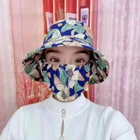 Trendy Dust Mask Hat Outdoor Anti-uv Sunscreen Hat Protect Neck Unisex Fisherman Hat Tea Picking Cap With Mask