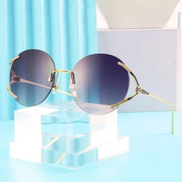 WackSaria Men Sunglasses Frameless Classic Luxury Men Sunglasses Colorful Lens Cut Shape Protection UV Beach Outdoor Retro Vinta