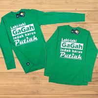 Karambia - LAKI LAKI GAGAH INDAK HARUS PUTIAH - Kaos dewasa, Katun Kaos, Lengan panjang, Kata minang