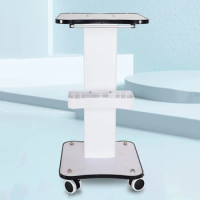 White Max Load 40kg Salon Table Trolley Stand Rolling Cart Beauty Wheel Holder Spa Cart Wooden Platform And Iron Column