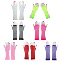 ถุงมือมือสั้น 80s และ 90s สไตล์แหอวน 1 คู่ ถุงมือสั้น สไตล์พังก์และนีออน ถุงมือไร้นิ้ว เครื่องประดับ