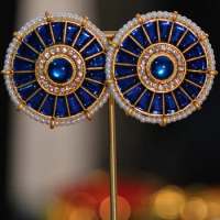 Medieval millet pearl Glazed round earrings