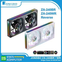 Fan JONSBO ZA-240BR ZA-240WR Reverse ARGB PWM Infinity Mirror | 2 x 12Cm Single Frame Fan Case Putih