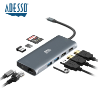 【Adesso 艾迪索】9合1 Type-C 雙HDMI 支援8K 多功能轉接 HUB集線器 AUH-4040(HDMI支援8K@30HzUHD)