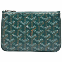 【GOYARD 高雅德】經典滿版LOGO手工印花帆布拉鍊零錢包(綠色APMSENAT2-Y08-GREEN)
