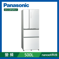 Panasonic國際牌 500公升 玻璃四門變頻冰箱 NR-D501XGS-W翡翠白