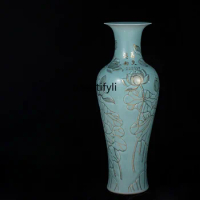 Jingdezhen Hand Painted Golden Outline Porcelain Large Vase Decoration Floor New Chinese High-End Ceramic Bottle