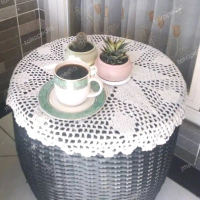 Berkualitas taplak meja bulat rajutan handmade 65 cm