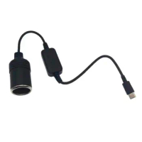 USB To Adapter Black 1FT USB To 12V Cable For Max 12W Type C Male To Female Socket Stable Power Cable For Powerbank Dash Cam GPS