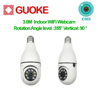 E27 Bulb Icsee 3Mp Ptz Wireless Ip Camera Human Detection Night Vision 2.4G Wifi Remote Playback Onvif Cctv Surveillance