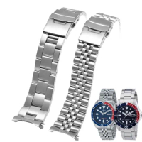 Stainless Steel Watch Band for Seiko SKX007 Scuba SKX009 Double Safe Lock BuckleThree-bead Five-bead Diving Wristband Bracelet