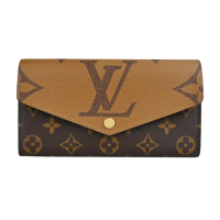 【Louis Vuitton 路易威登】M80726 Sarah 帆布皮革襯裡信封長夾(棕)