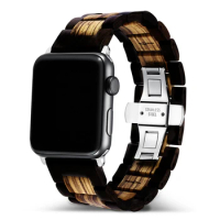 for apple watch 7 6 5 4 se band 44mm 40mm Natural Wooden Link bracelet for iwatch bands 3 42mm 38mm strap women men correa belt