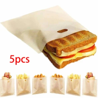 5 pcs/set Reusable Toaster Bag Non Stick Bread Bag Sandwich Bags Fiberglass Toast Microwave Heating Pastry Tools Baking Sheets