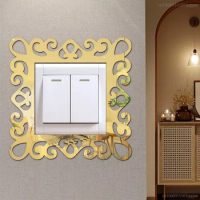 Acrylic Self-Adhesive 3d Wall Sticker Light Switch Cover Mirror Face Stickers on The Wall Home Room Decoration Photo Frame Shape