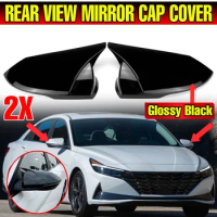 M Style Car Glossy Black Rearview Mirror Cover Trim Frame Side Mirror Caps for Hyundai Elantra 2021 2022