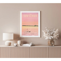 Tranh treo tường The New Yorker Magazine Cover, New Yorker Pink Cover, Magazine Cover Art, New Yorke