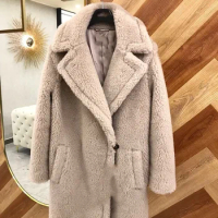 Max Teddy Medium and long Bear Style Wool Blend Long Coat for Women winter coat women fur coat women fur coat natural fur coa