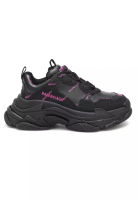 BALENCIAGA Allover Logo Triple S Women's Sneakers in Black/Pink